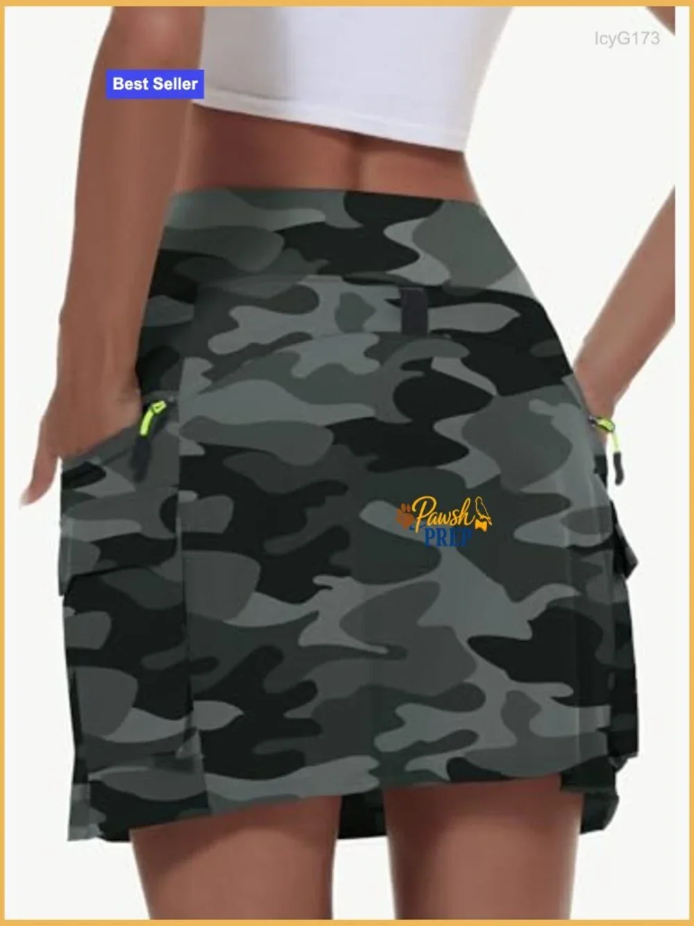 Hiking Cargo Skort with Zipper Pockets, Quick Dry, High Waisted